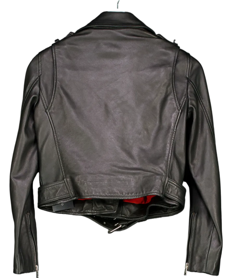 All Saints Black Lexi Leather Biker Jacket UK S