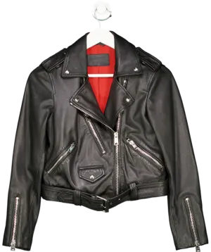 All Saints Black Lexi Leather Biker Jacket UK S