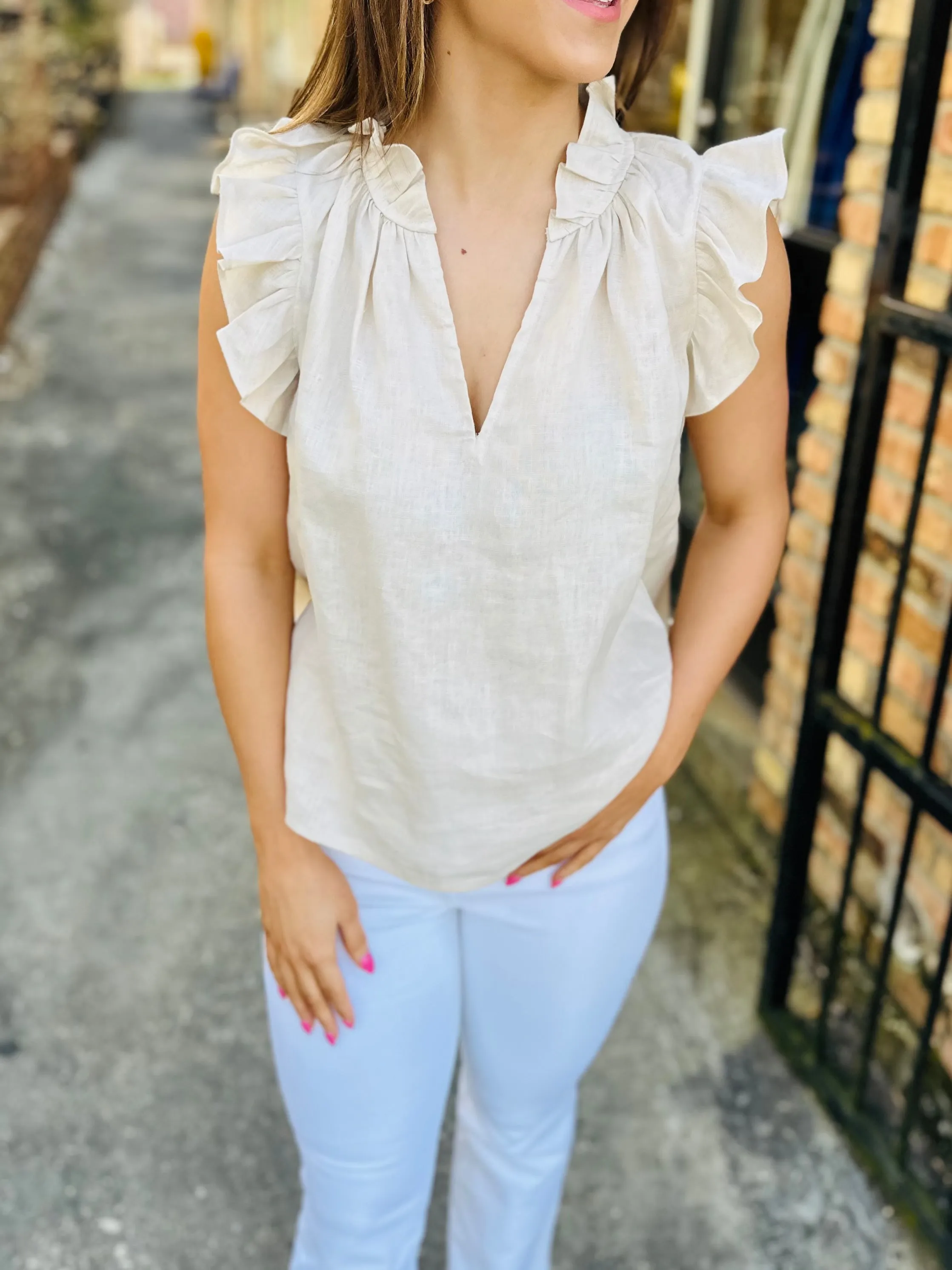 Heidi Linen Top-Natural