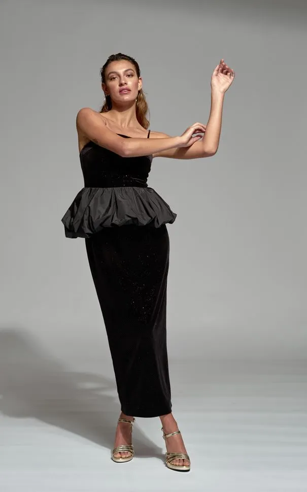 Moskada Black Velvet Burgos Dress