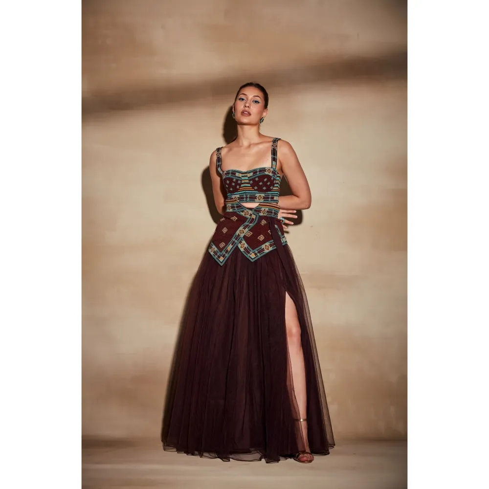 Nikita Mhaisalkar Chocolate Brown Tulle Skirt