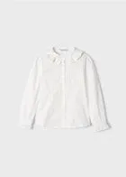 Poplin Ruffle Neck Blouse