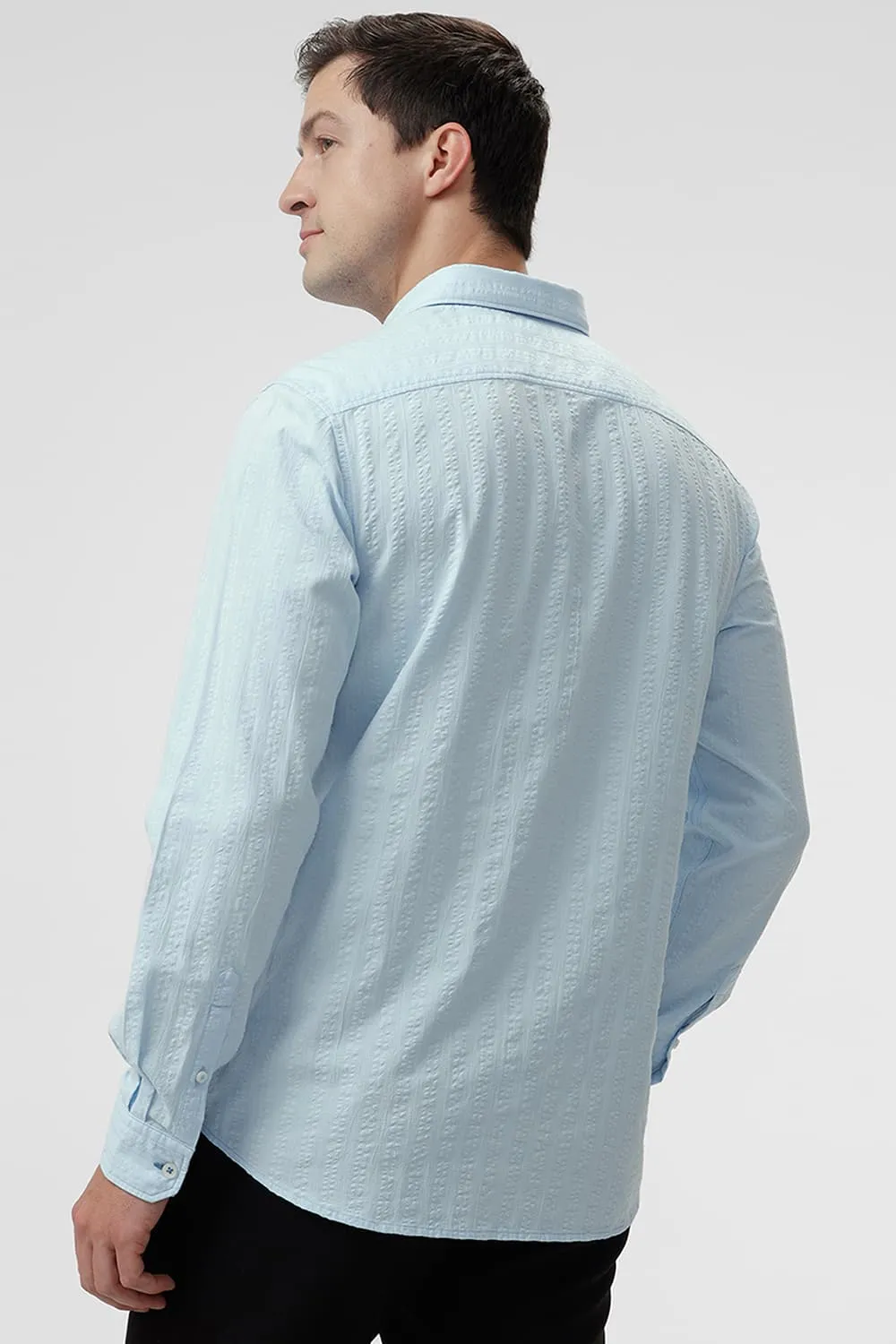 Slim Fit Cotton Seersucker Dobby Shirt