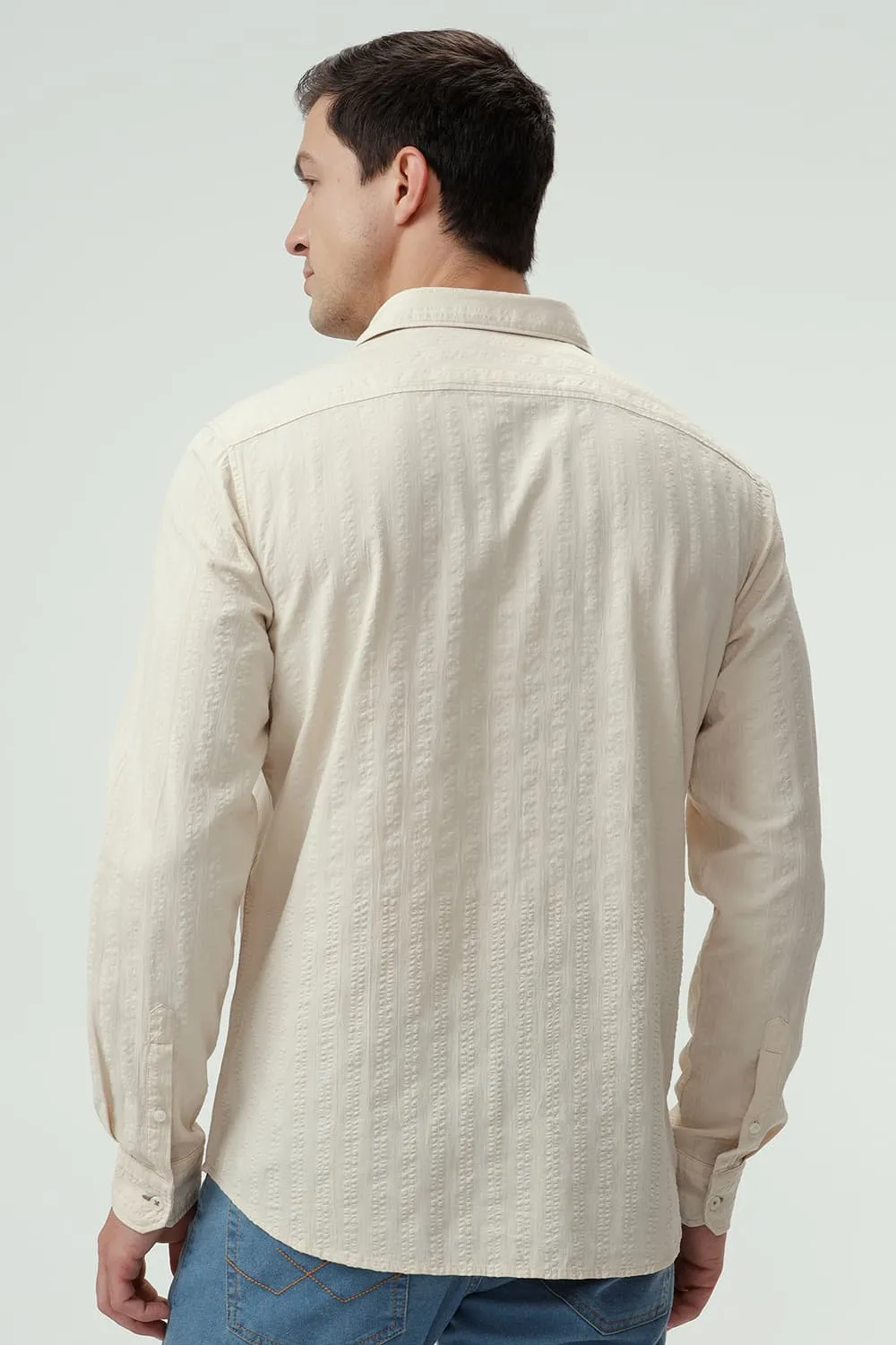 Slim Fit Cotton Seersucker Dobby Shirt