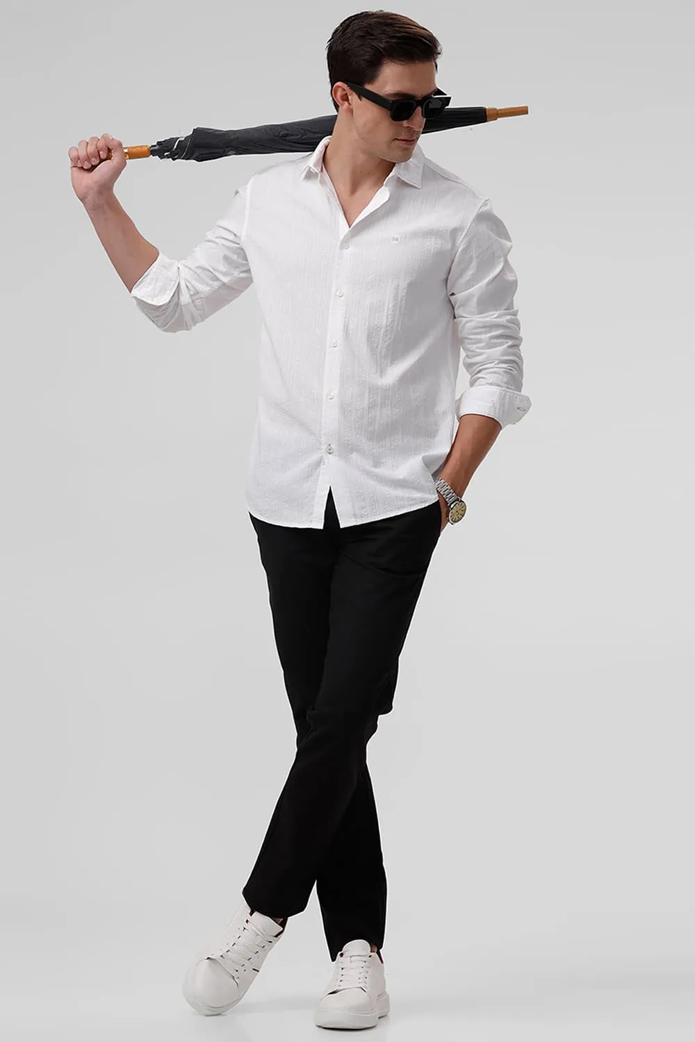 Slim Fit Cotton Seersucker Dobby Shirt