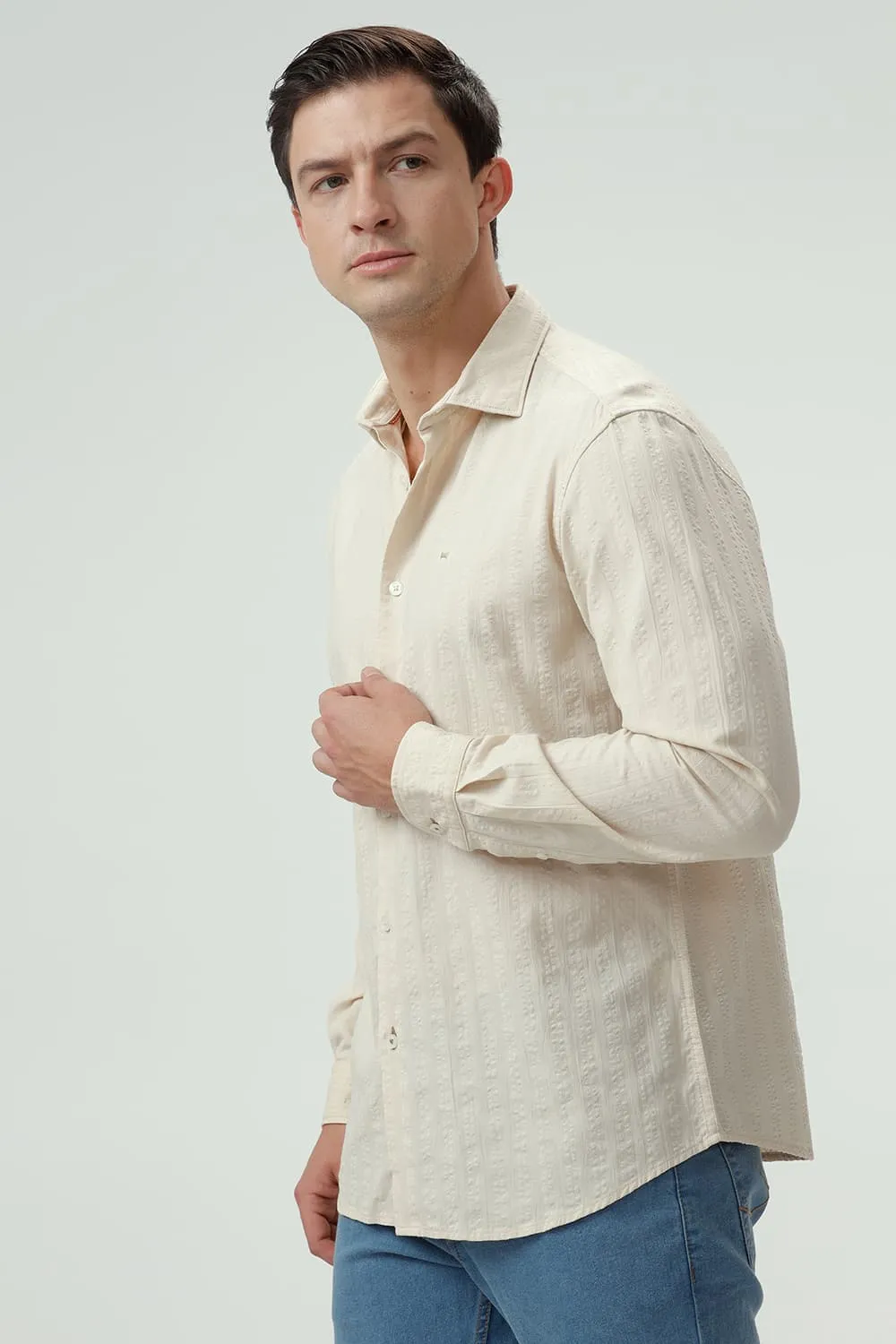 Slim Fit Cotton Seersucker Dobby Shirt