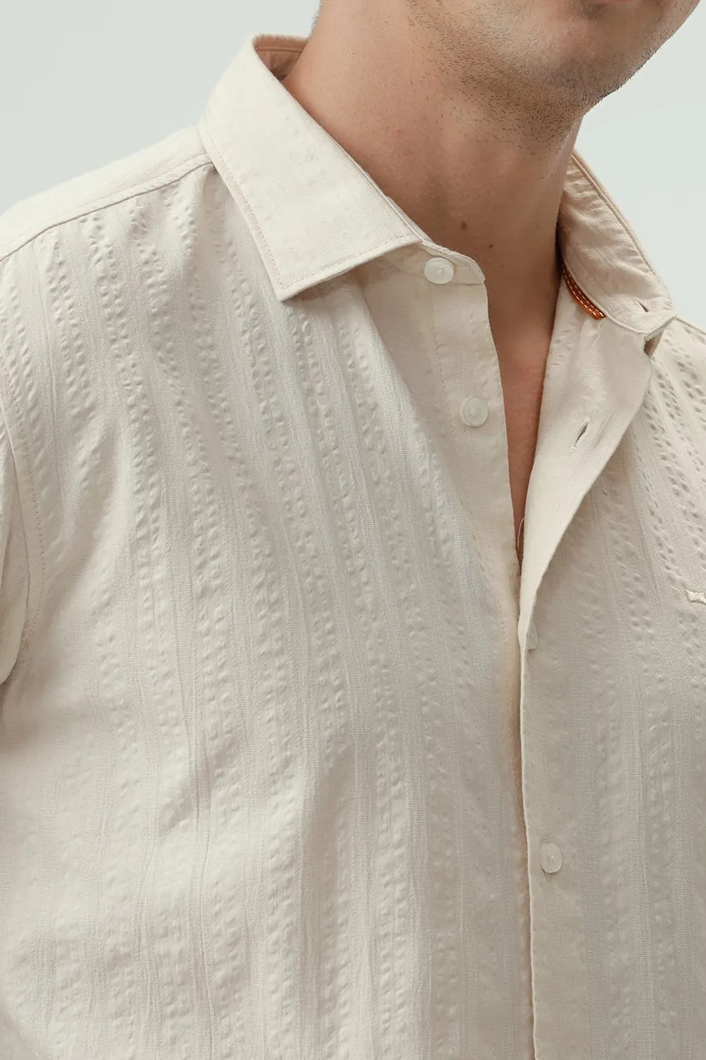 Slim Fit Cotton Seersucker Dobby Shirt