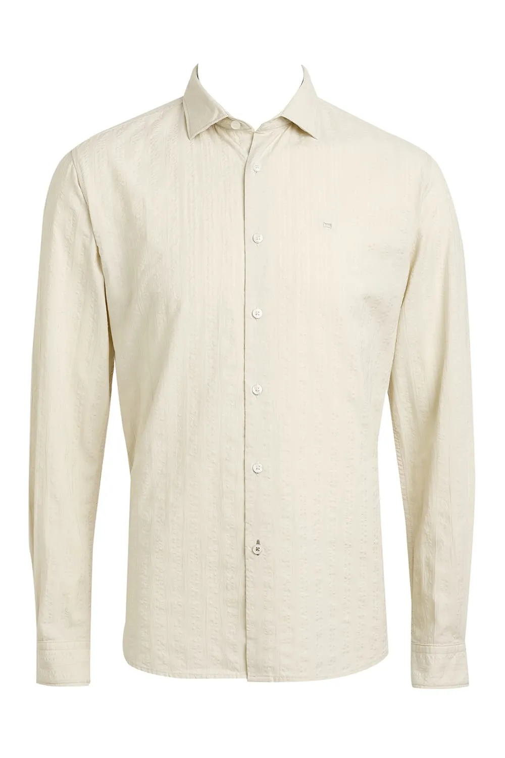Slim Fit Cotton Seersucker Dobby Shirt