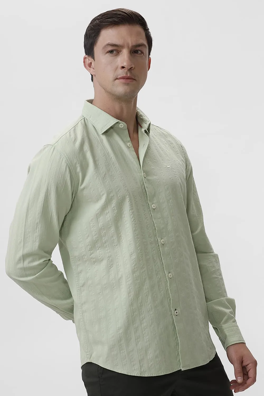 Slim Fit Cotton Seersucker Dobby Shirt