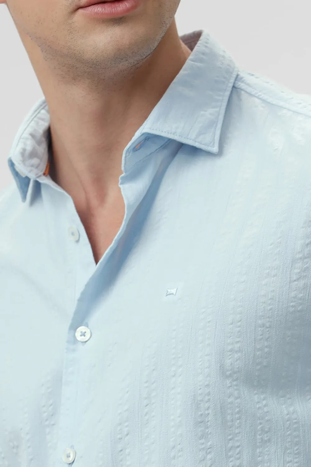 Slim Fit Cotton Seersucker Dobby Shirt