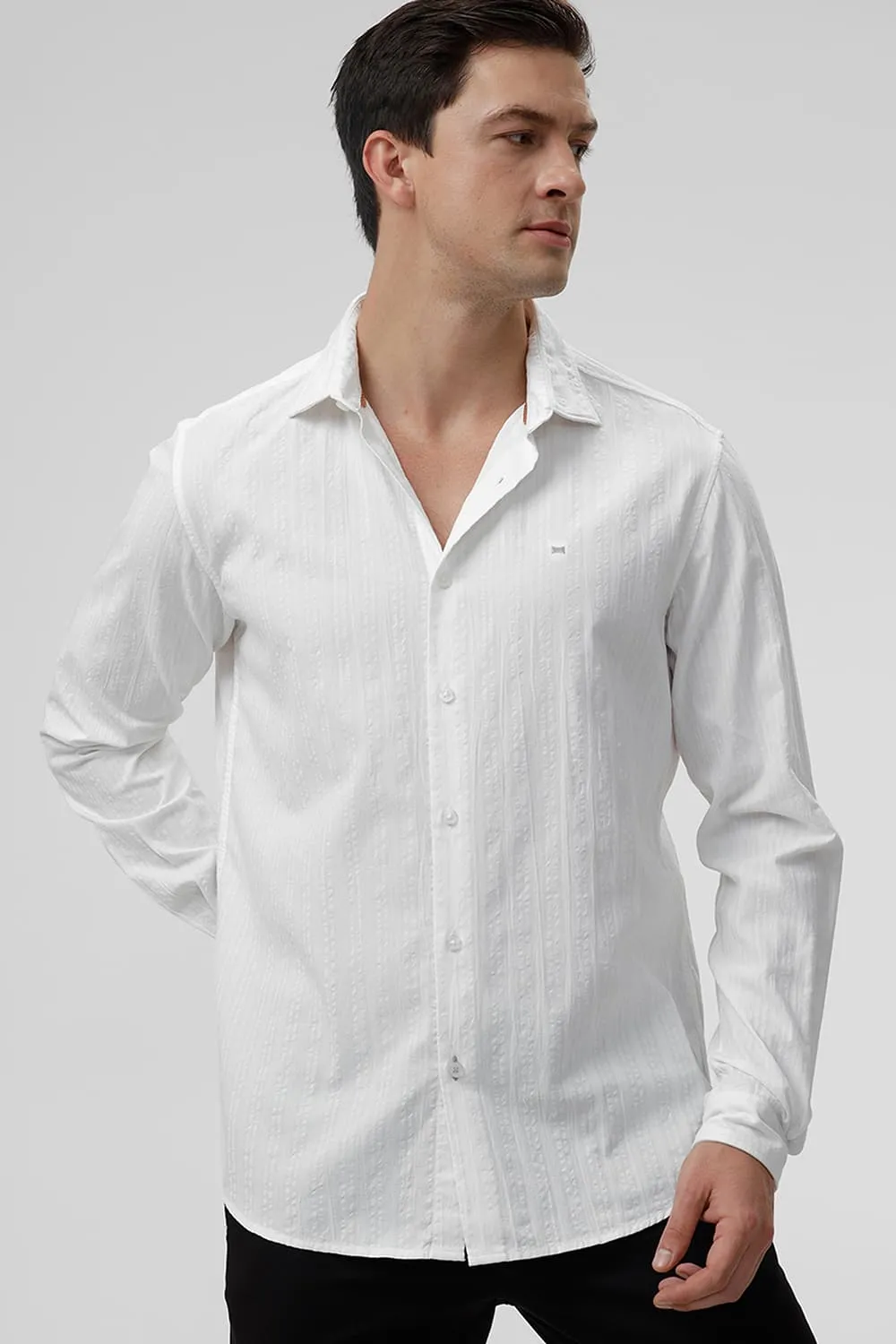 Slim Fit Cotton Seersucker Dobby Shirt