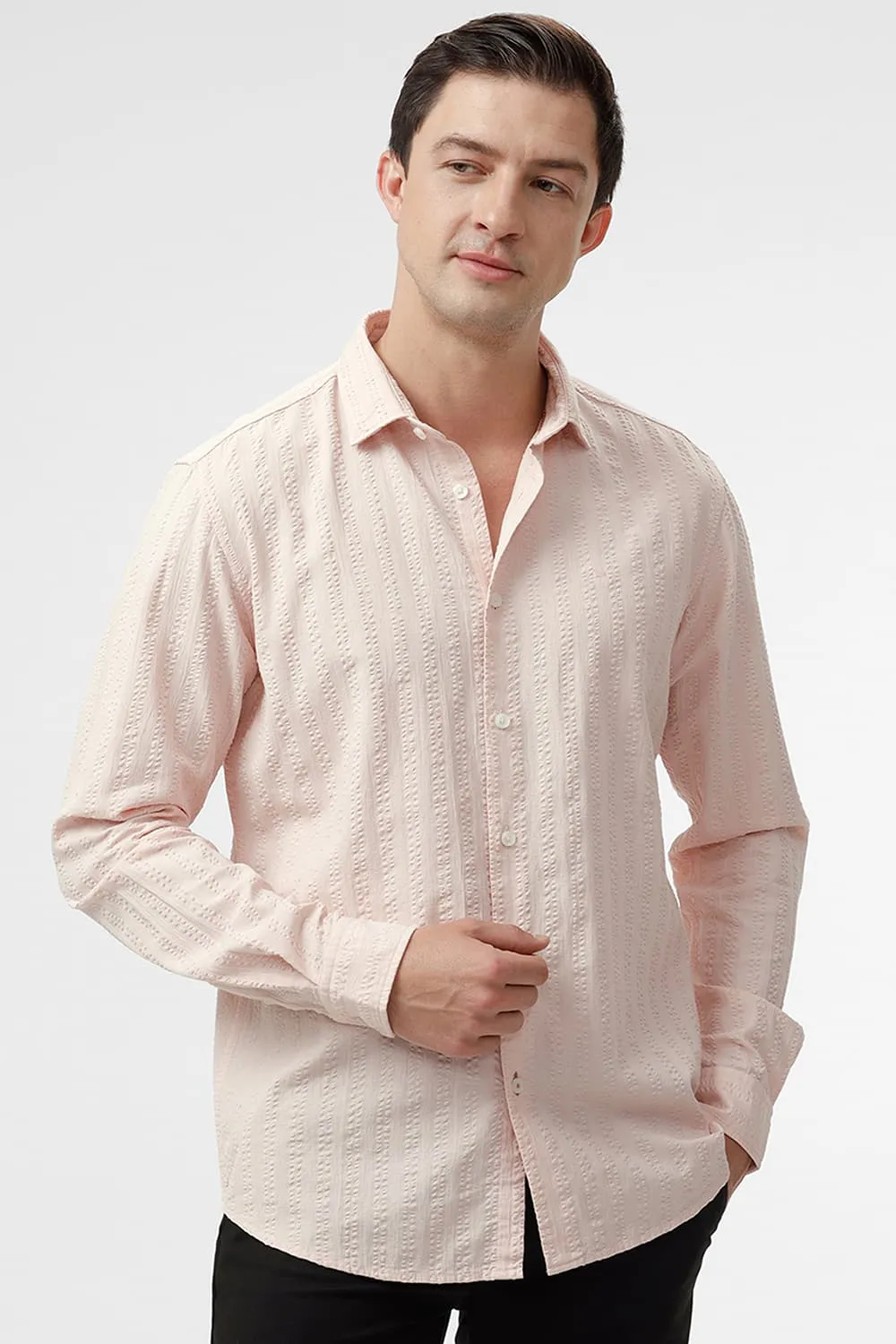Slim Fit Cotton Seersucker Dobby Shirt