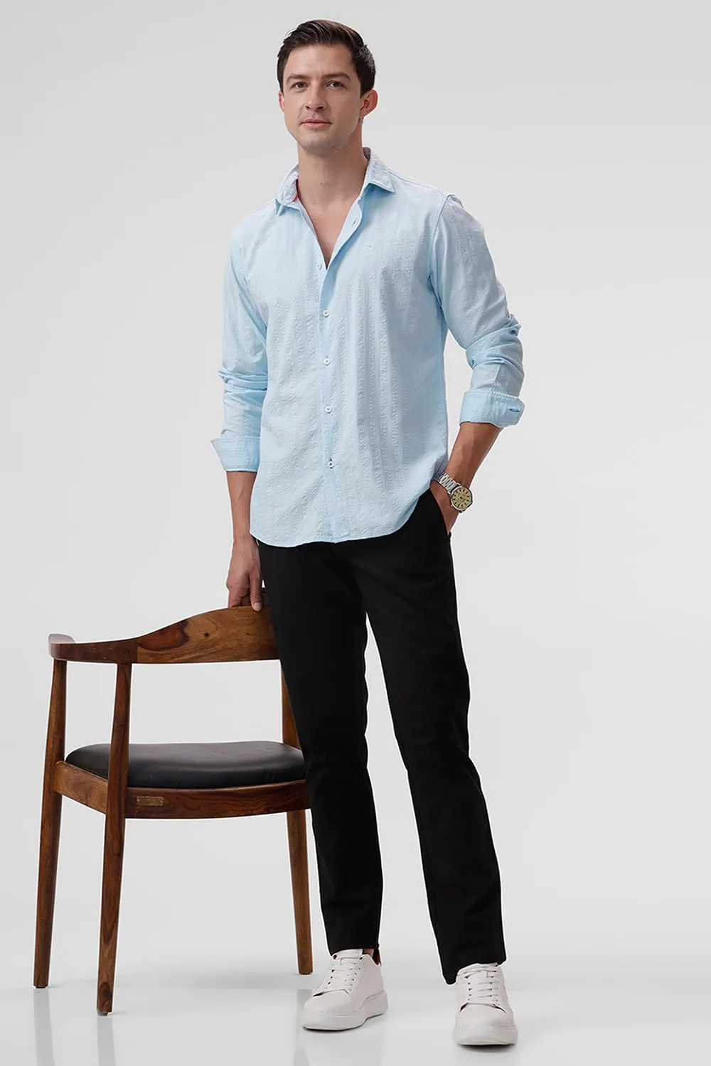 Slim Fit Cotton Seersucker Dobby Shirt