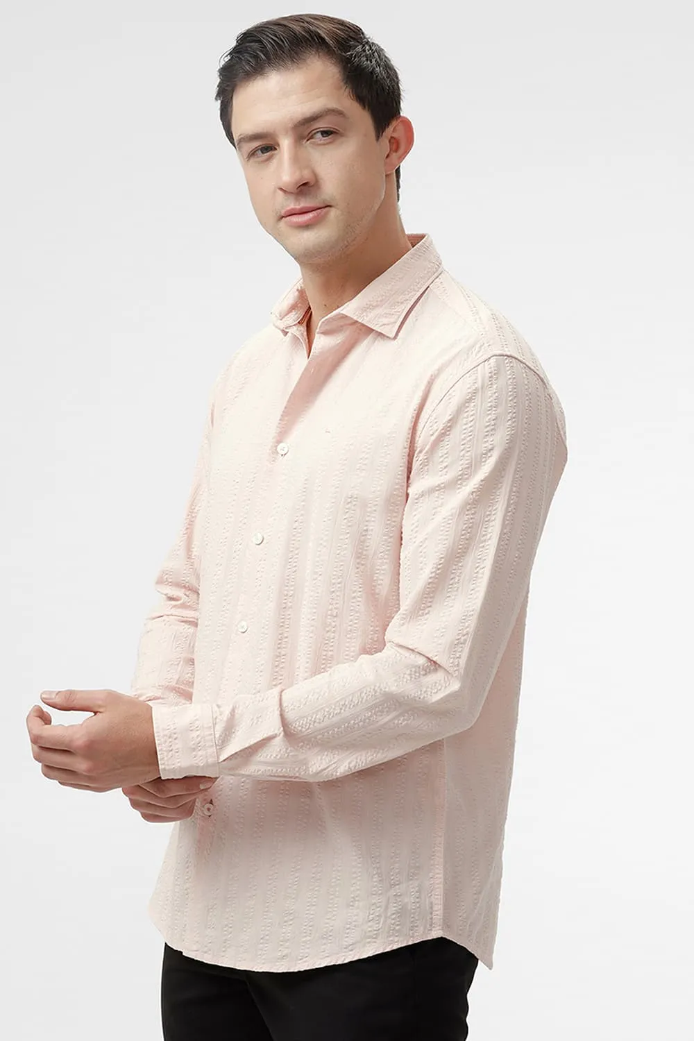 Slim Fit Cotton Seersucker Dobby Shirt