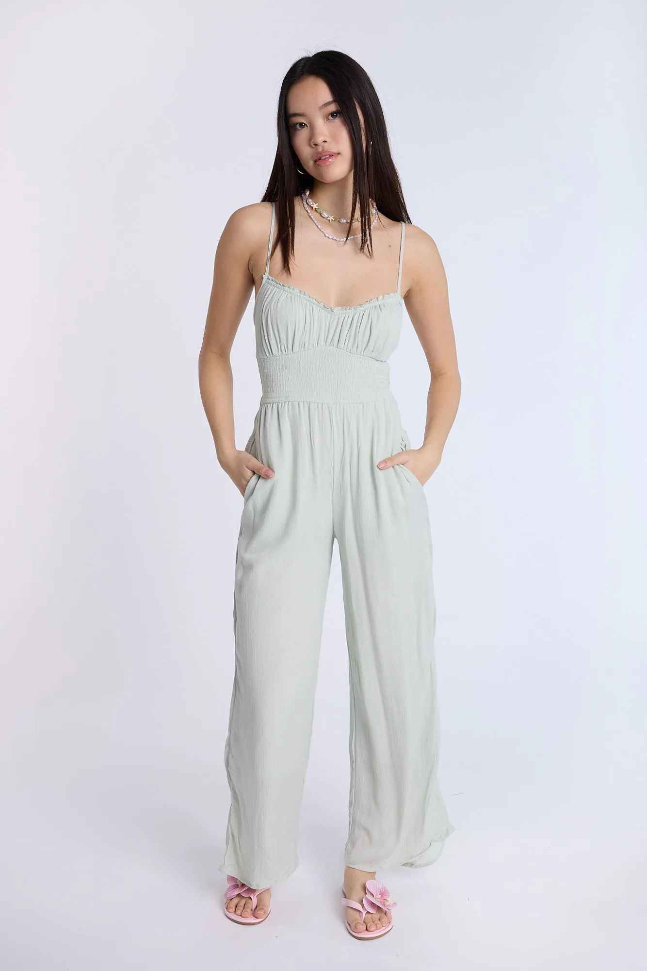 Smocked Waist Jumpsuit