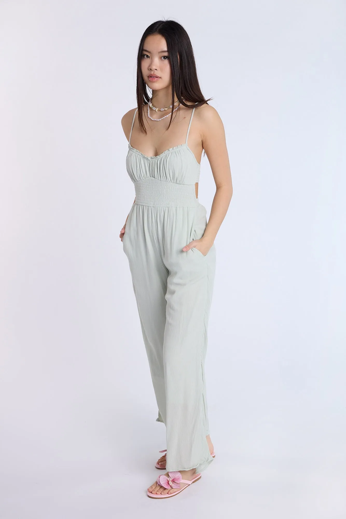 Smocked Waist Jumpsuit