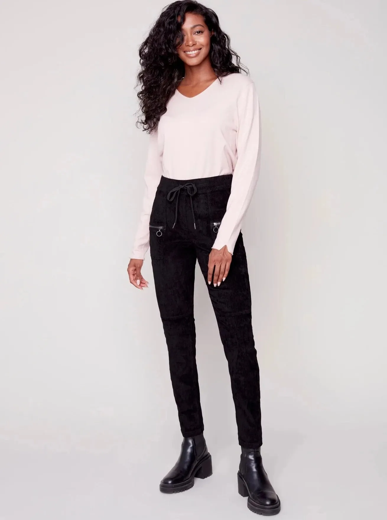 Stretchy Corduroy Jogger [Black-C5438]
