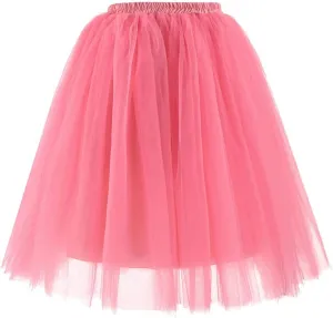 Teens Ballet Skirts Bubble Tulle Tutus Mesh Skirt Women 1950S Vintage Dance Skirts Sparkly Skirt Midi Pleated Skirt