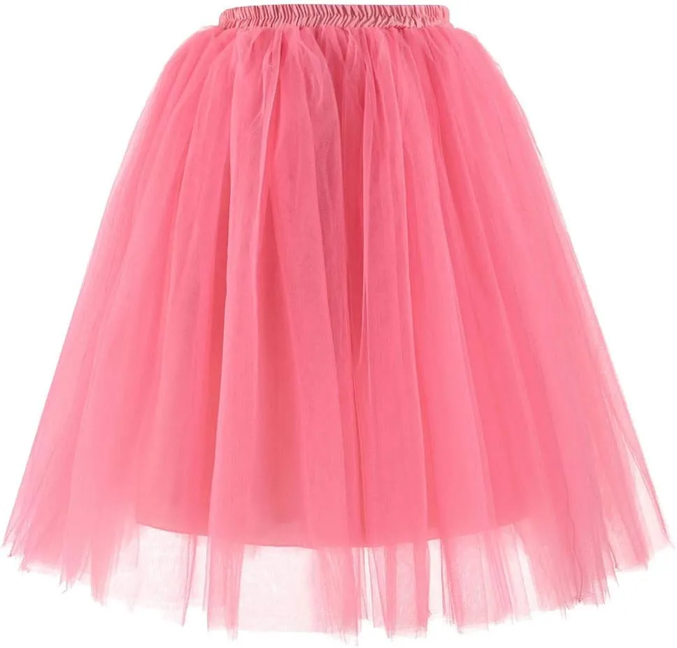 Teens Ballet Skirts Bubble Tulle Tutus Mesh Skirt Women 1950S Vintage Dance Skirts Sparkly Skirt Midi Pleated Skirt