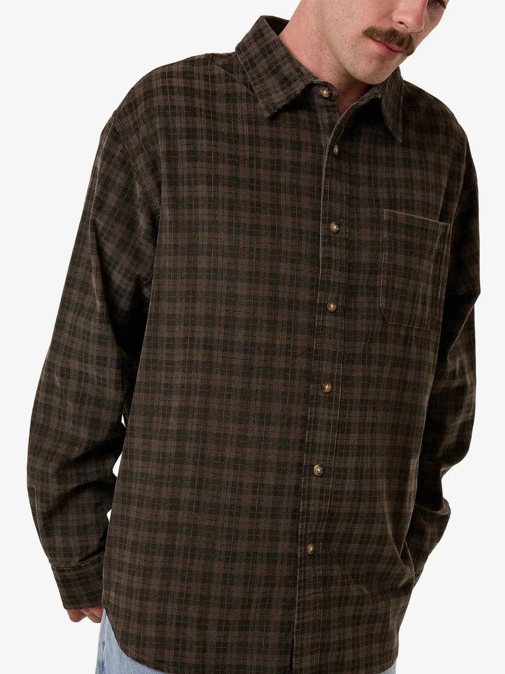 Thrills Union Cord Check L/S Shirt Falcon