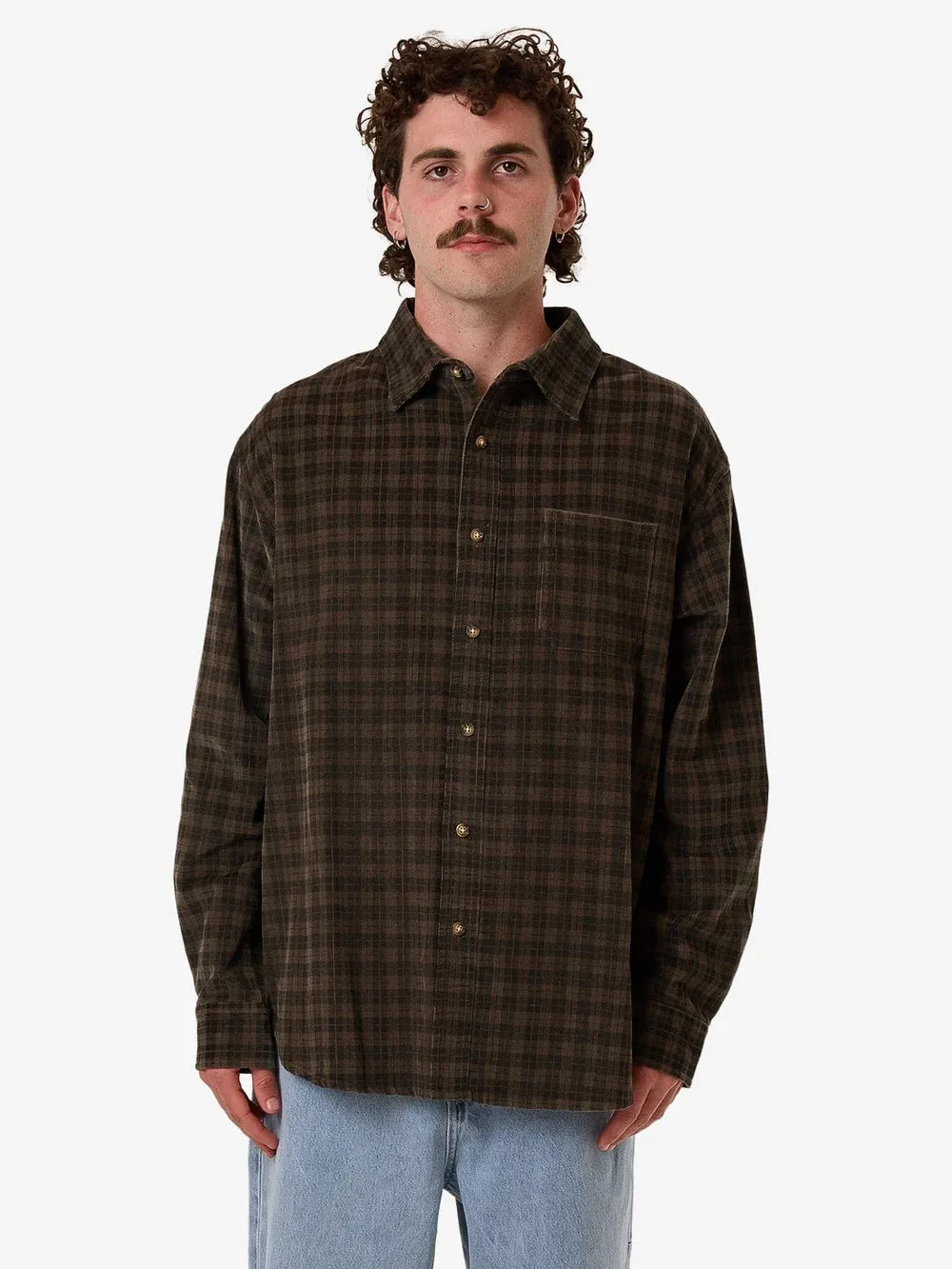 Thrills Union Cord Check L/S Shirt Falcon