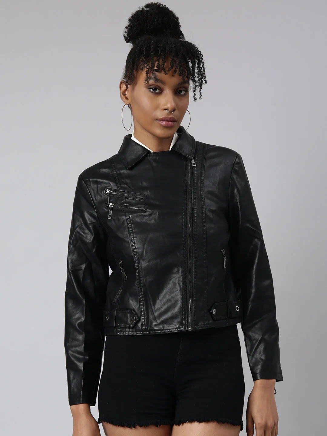 Women Black Biker Jacket