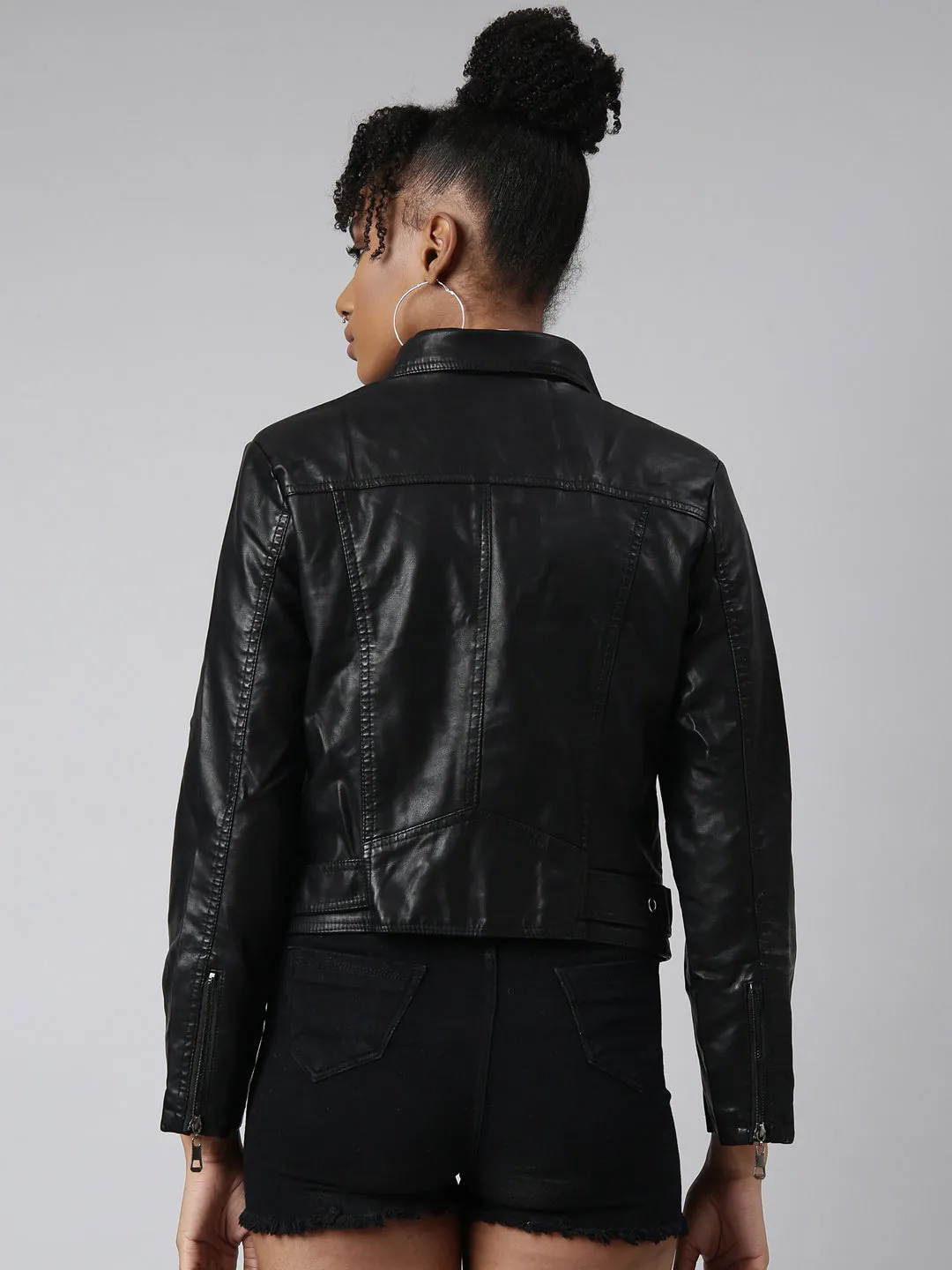 Women Black Biker Jacket
