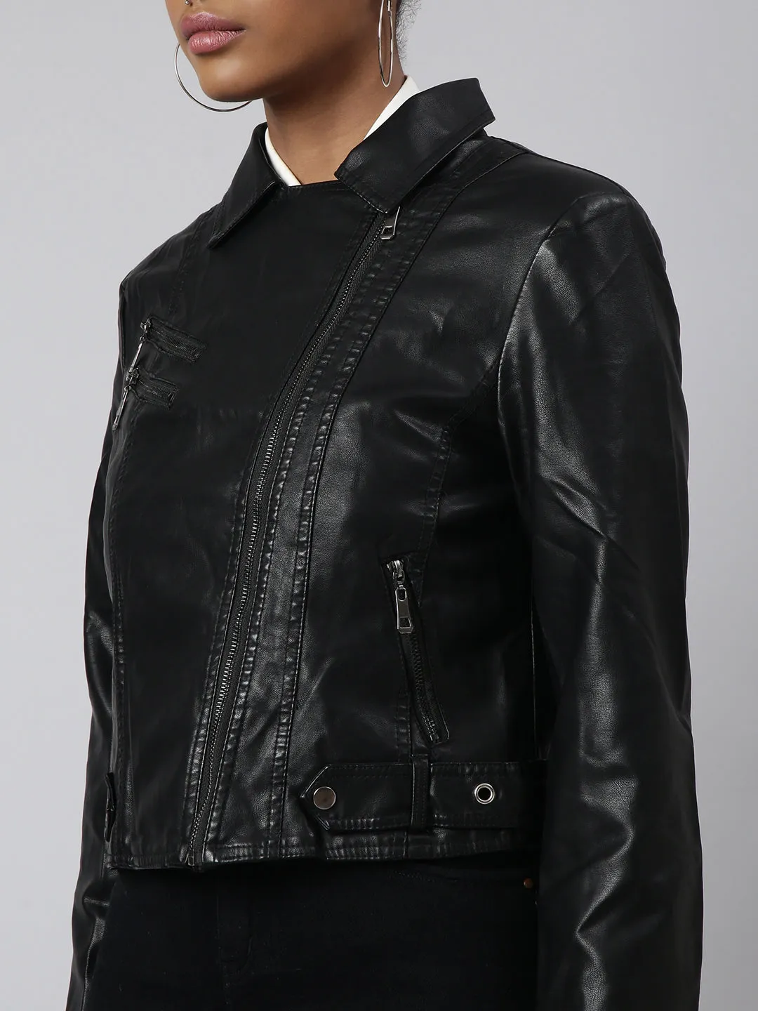 Women Black Biker Jacket
