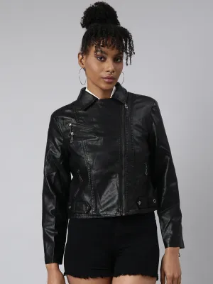 Women Black Biker Jacket